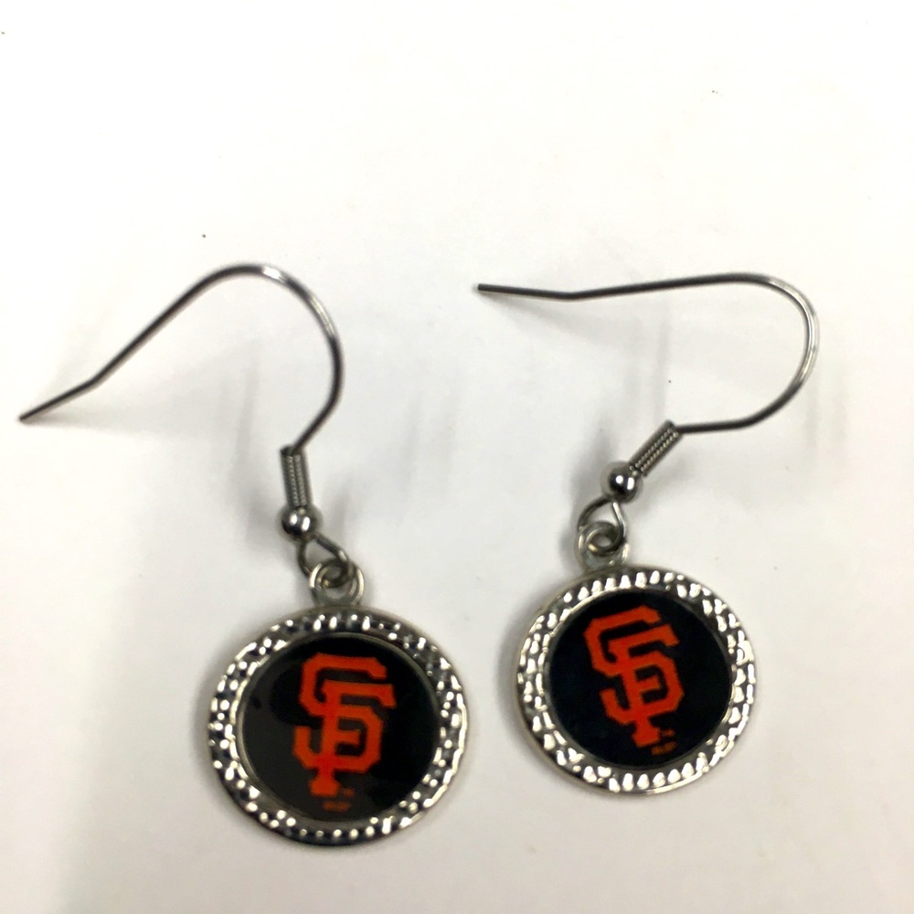 San Francisco Giants Earrings Black Orange Silver